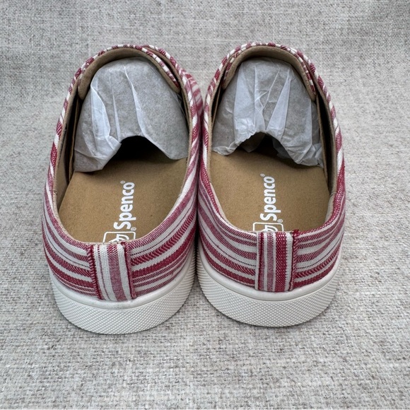 NWOB Spenco Khloe Kick canvas slip on sneakers shoes sz 7D Wide red/white stripe - Picture 8 of 10